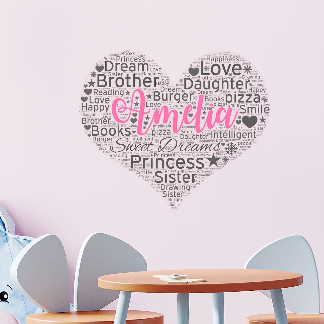 Personalised Girls Name Wall Sticker Girl's Custom Name Nursery Bedroom