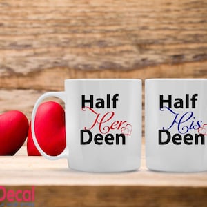 Half her deen and Half his deen Islamic Mugs for couples, islamic wedding gift, muslim mugs set personalized printed coffee Mugs D4
