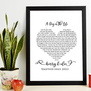 Custom Framed Song Print | Wedding Gift | First Dance | 1st Anniversary Gift | Engagement Gift | Valentine gift | Heart shape for Him Her