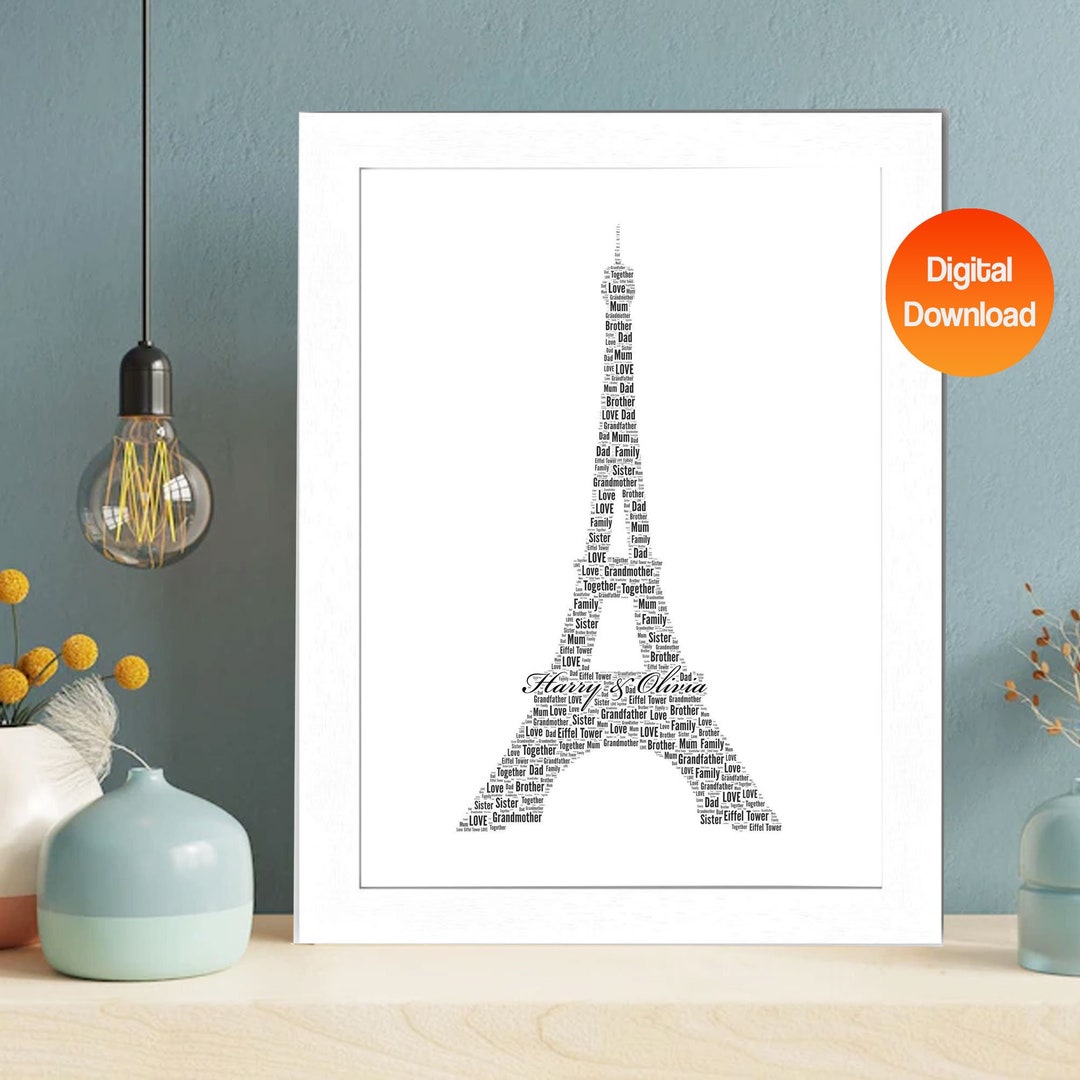 Personalized Eiffel Tower Word Art Print Custom Eiffel Tower - Etsy