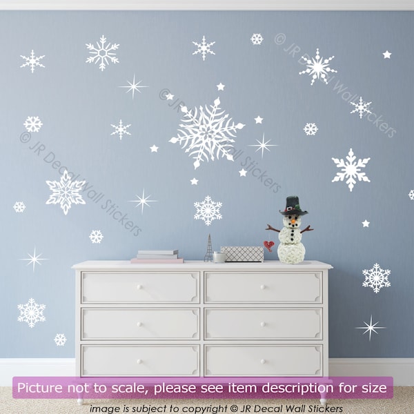 50 X Snowflakes Removable Vinyl Nursery Wall Decals, Christmas wall Stickers, Shop Home Décor Art Stickers, Christmas wall décor