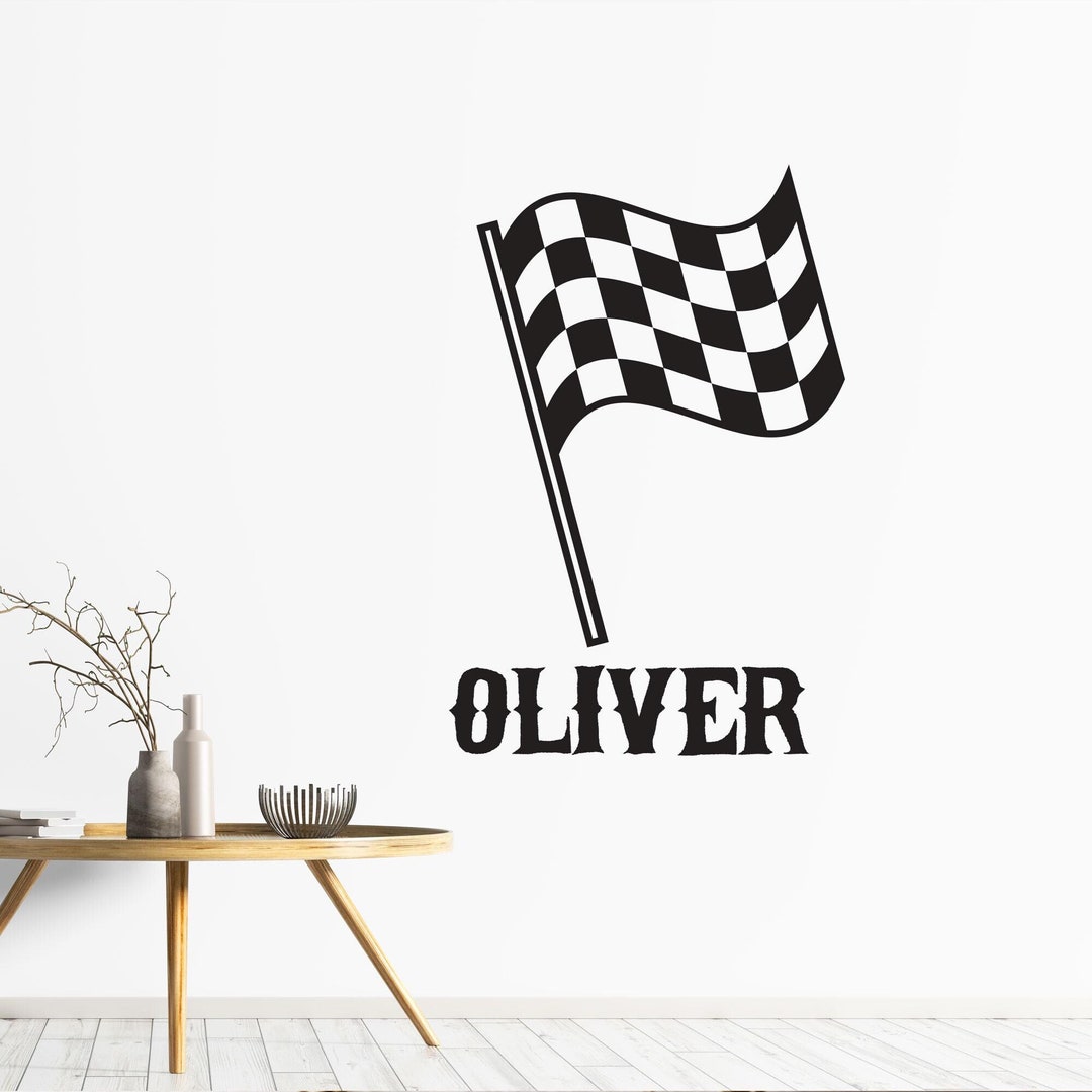 Custom Racing Flags Personalised Checkered Racing Flags Vinyl Wall Stickers, Custom Racing ...