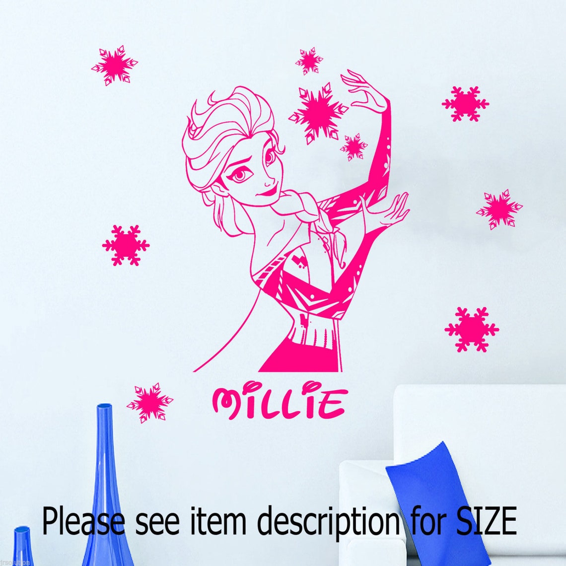 DISNEY FROZEN Princess ELSA Wall Stickers Personal Name Art Etsy