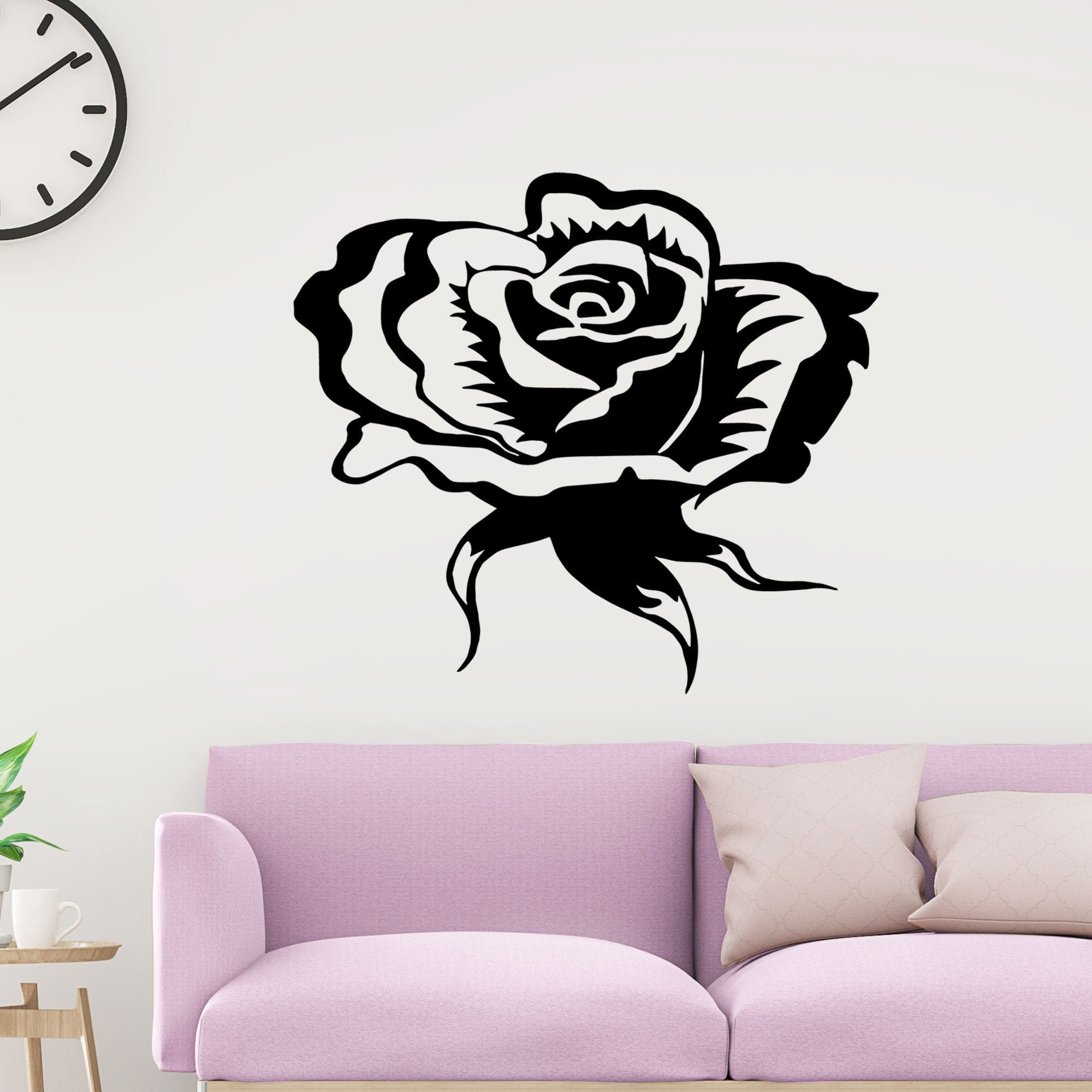 Large Rose Flower Wall Sticker Rose Wall Decal Floral Etsy UK
