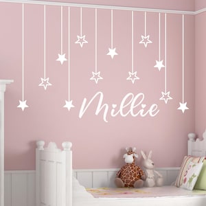 Personalised name with stars wall stickers, Custom Name Wall Sticker, Wall Decal, Customised Wall Stickers Nursery Wall Art Decor