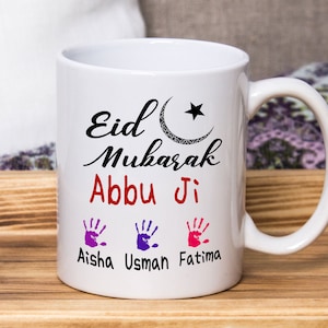 Personalised Eid Mubarak Gift Mug for Abbu | Islamic Eid Gift for Father and Mother coffee Mugs, Custom name Eid Gift for parents