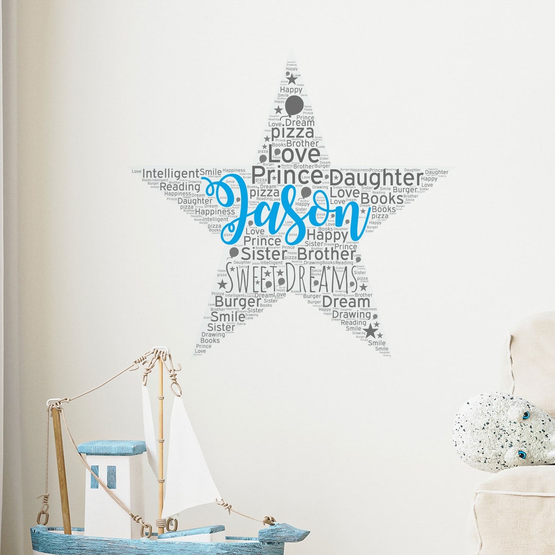 Personalised Name Wall Sticker | Personalized Custom Name Nursery ...