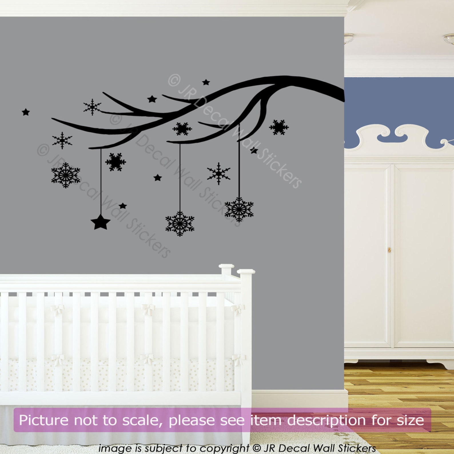 Winter Tree Branch Vinyl Wall Art Sticker Christmas Snowflake Etsy
