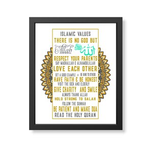 Islamic House Rules Wall Art, Muslim Home Decor, Nikah Gift, Islamic Values Print Frame
