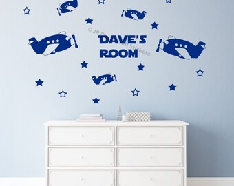 Personalized Airplane Wall Decal – Nursery Room Decor