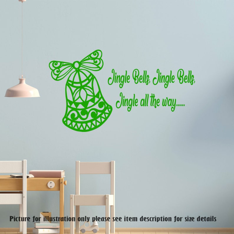 Jingle bells Christmas Shop window Decor Christmas bells Jingle bells Xmas wall Art Stickers Vinyl Wall Decals Jingle all the way