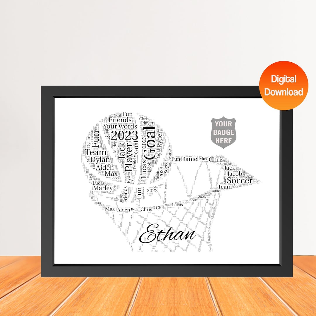 Personalized Netball Team Badges Word Art Print, Custom Netball Badges ...
