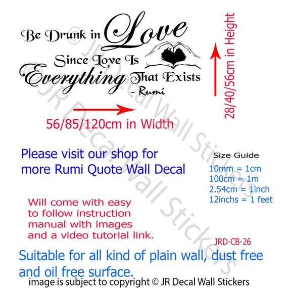 Mevlana Jalaluddin Rumi Zitat Liebe Wall Art Sticker Etsy