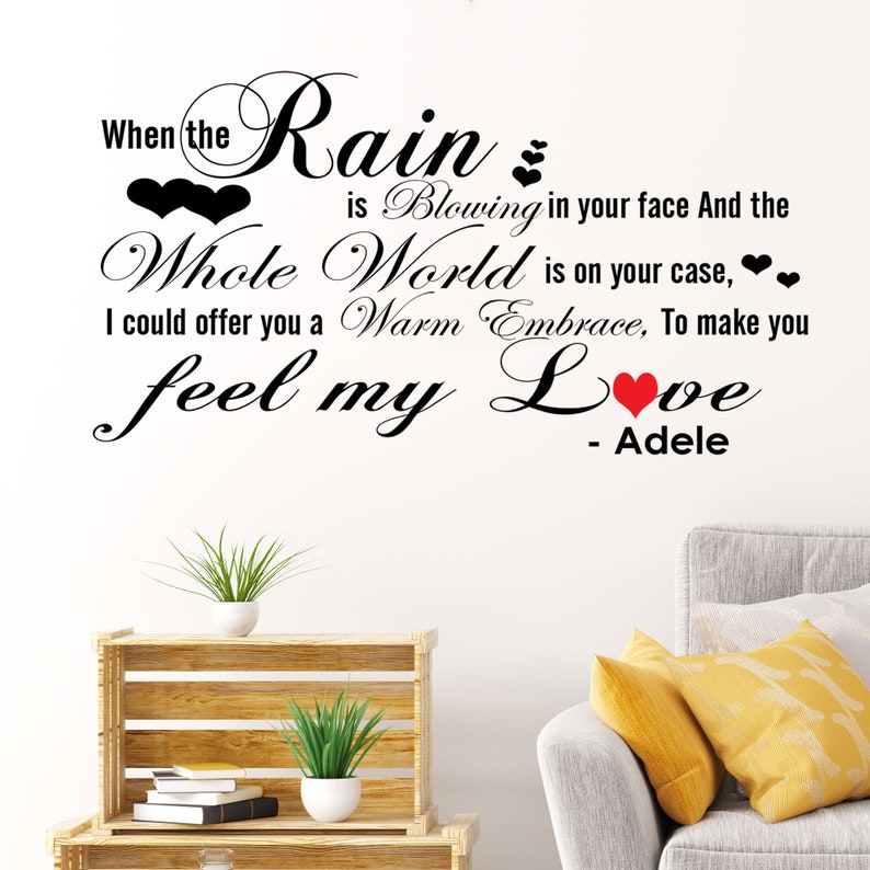 Adele song Lyrics wall stickers Celebrity wall decal song Etsy