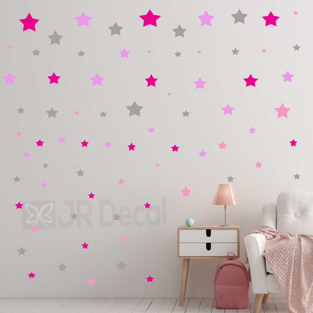 Pink Star Wall Stickers Stars Wall Decals Pattern Wall Etsy Israel