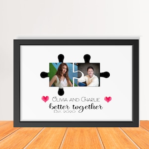 Jigsaw puzzle pieces - personalised photo gift for boyfriend or girlfriend - Husband, Wife - Valentines Gifts - Couple Anniversary Gifts