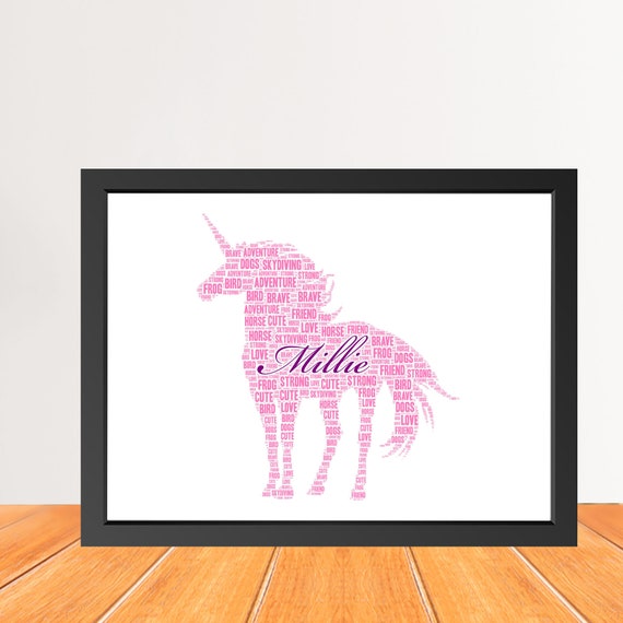 Personalised Unicorn Word Art - Custom Name Magical Gift, Unique