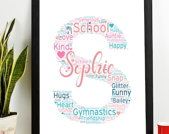 Custom Initial Word Art Print for Girls - Personalized Wall Decor Downloadable