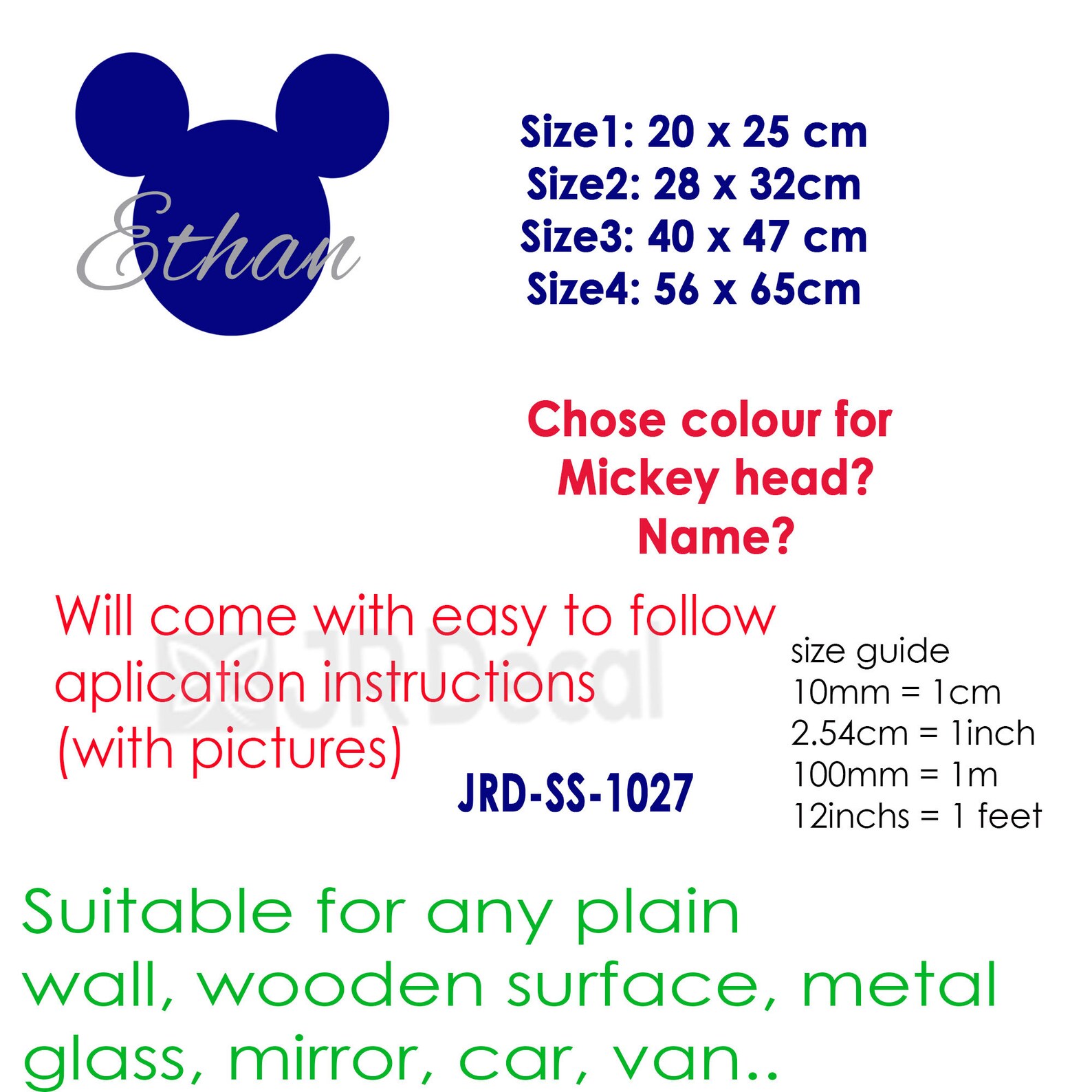Personalised Mickey Mouse wall stickers Disney Mickey Mouse Etsy