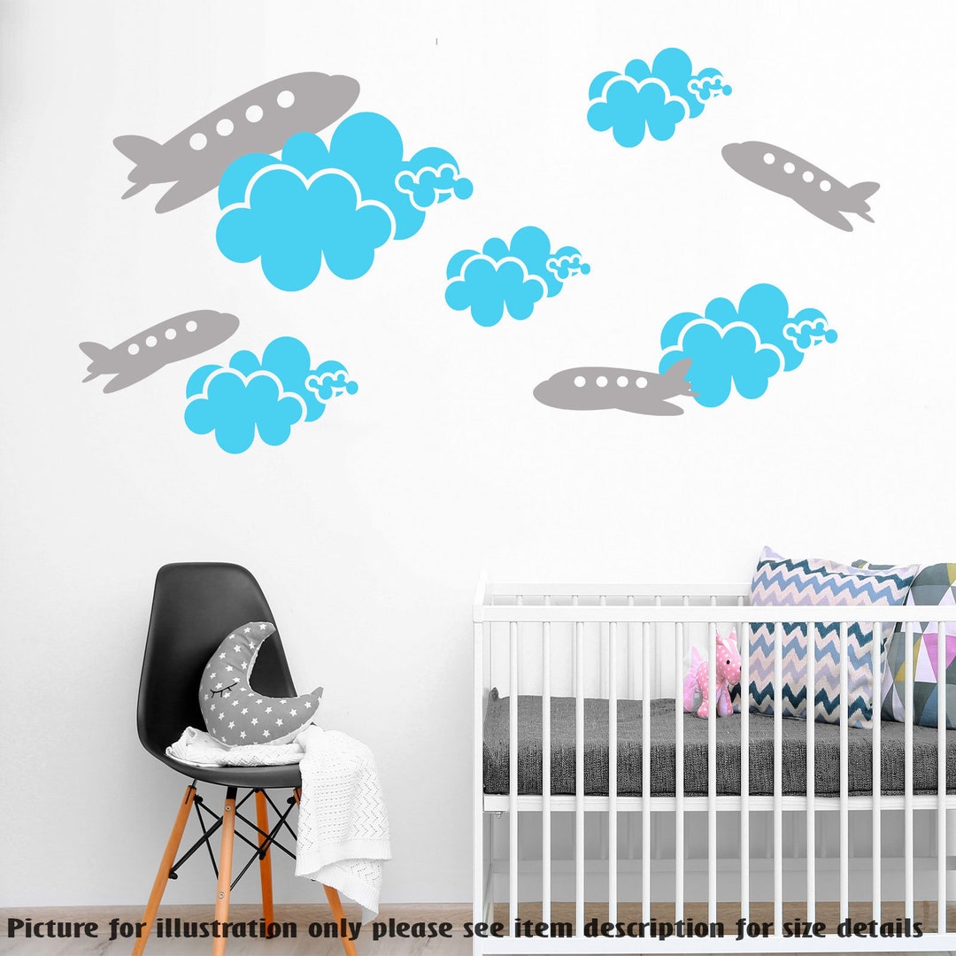 Cloud and Airplane Wall Decals – Nursery Decor, Vinyl Wall Art - Etsy