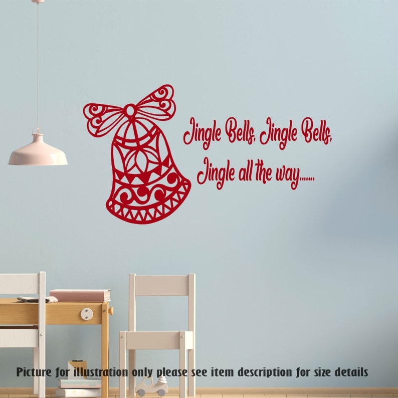 Jingle bells Christmas Shop window Decor Christmas bells Jingle bells Xmas wall Art Stickers Vinyl Wall Decals Jingle all the way