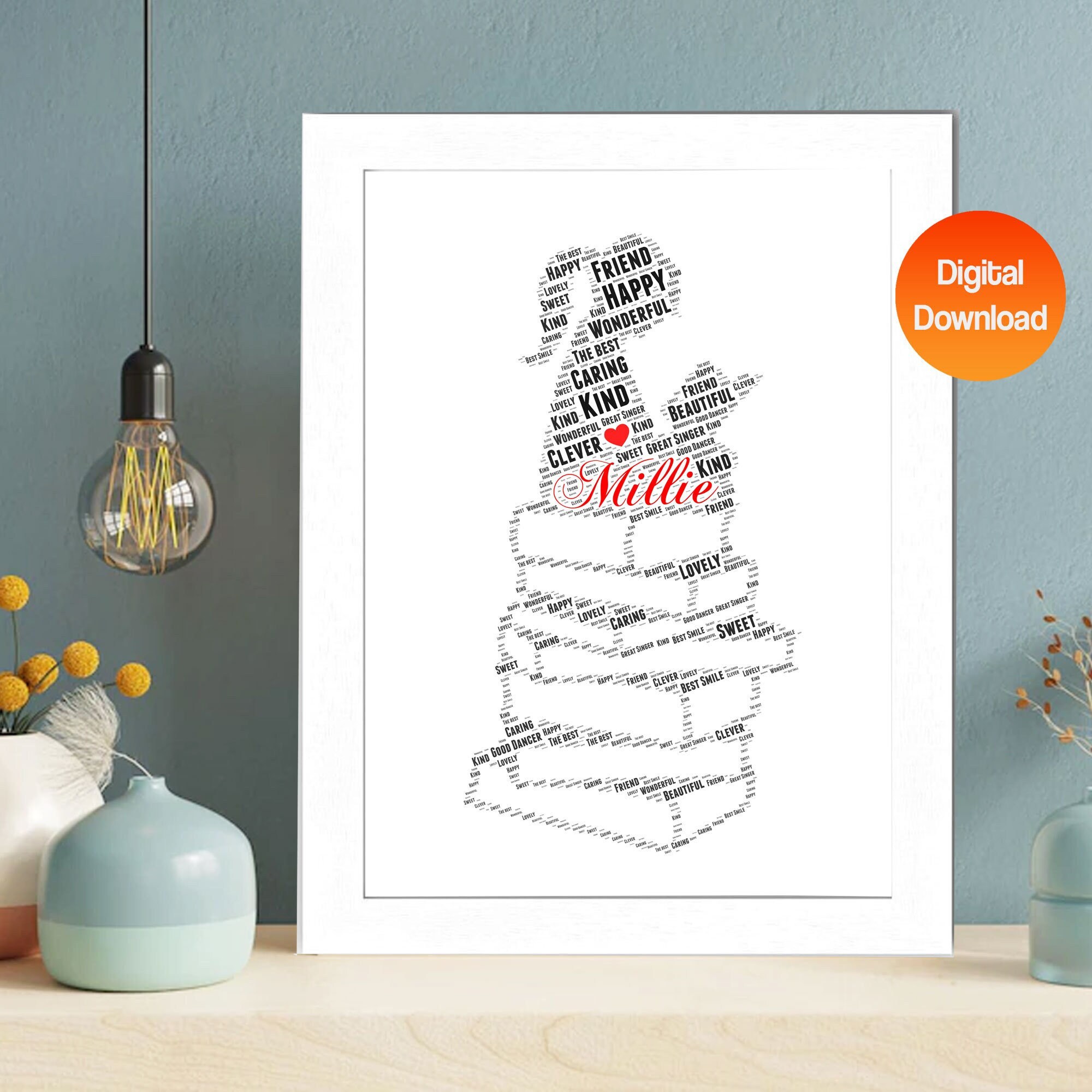 Personalized Girls Read Books Word Art Print, Custom Reading Book Word cloud, Birthday gift, Mother's Day, Christmas gifts Digital Print