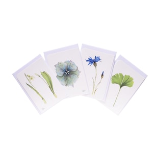 Weihnachtskarten nach Wahl, Grußkarten mit Schneeglöckchen, Hortensie, Ginkgo, Kornblume, kleine Bilder, Pflanzen- und Tiermotive, Deko