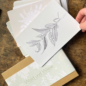 25 Ausmalbilder mit Pflanzen und Tieren, A5 Karten aus Recyclingpapier, Kartensammlung,DIY für Gartenliebhaber, Malvorlagen mit Kartenhalter