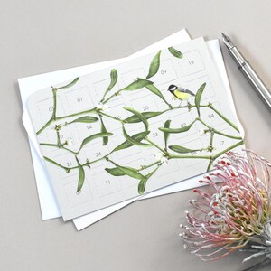 mini Adventskalender im A6 für Schreibtisch mit Pflanzen und Tiermotiven, inklusive Umschlag, Kleinigkeit als Wichtelgeschenk.