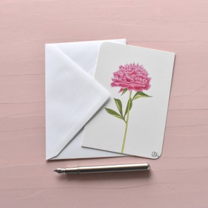 Pfingstrosen-Postkarte Din A6 in rosa-pink, Frühlingskarte zu Pfingsten