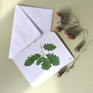 klassische Eichenlaub Postkarte in grün-weiß, schlichte Karte Laubblättern, grüne Karte zum Jubiläum, Geschenkkarte für Förster und Jägerin