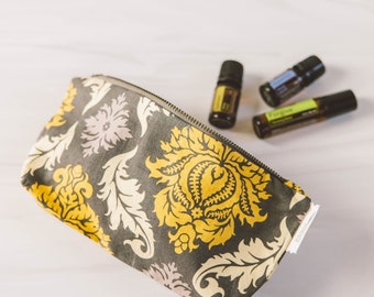 Yellow and Gray Damask Essential Oil-Resistant travel bag