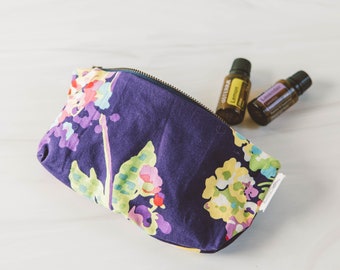 Navy Floral Essential Oil-resistant travel bag