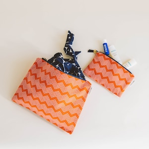 Orange Chevron Water Resistant Makeup and Travel Bag