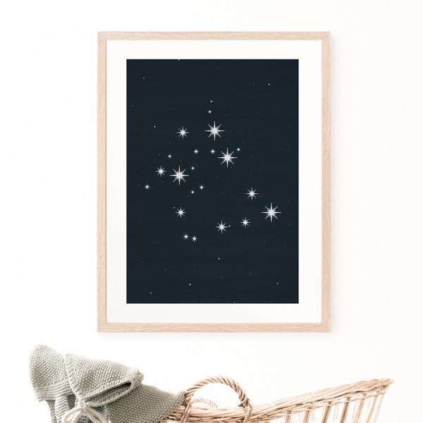 Sagittarius Constellation Art Print | Zodiac Constellation Wall Art | Gift for Sagittarius | Nursery Wall Art