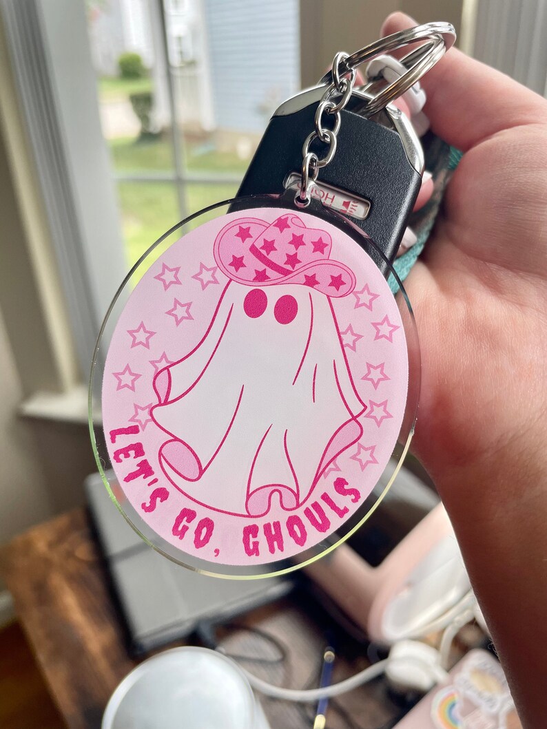 Pink Halloween Ghost Keychain: Girly Western Charm image 3