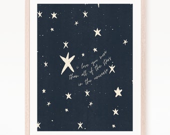 Star Nursery Art Print: I Love You More Quote (digital Download