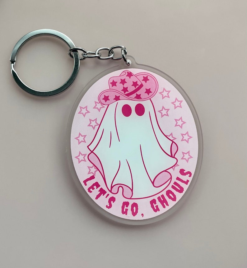 Pink Halloween Ghost Keychain: Girly Western Charm image 2