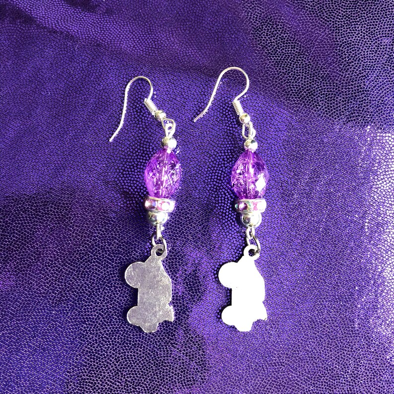Drag Racing Hot Rod Car Beaded Purple Dangling Charm Earrings 2 34\u201dLong New
