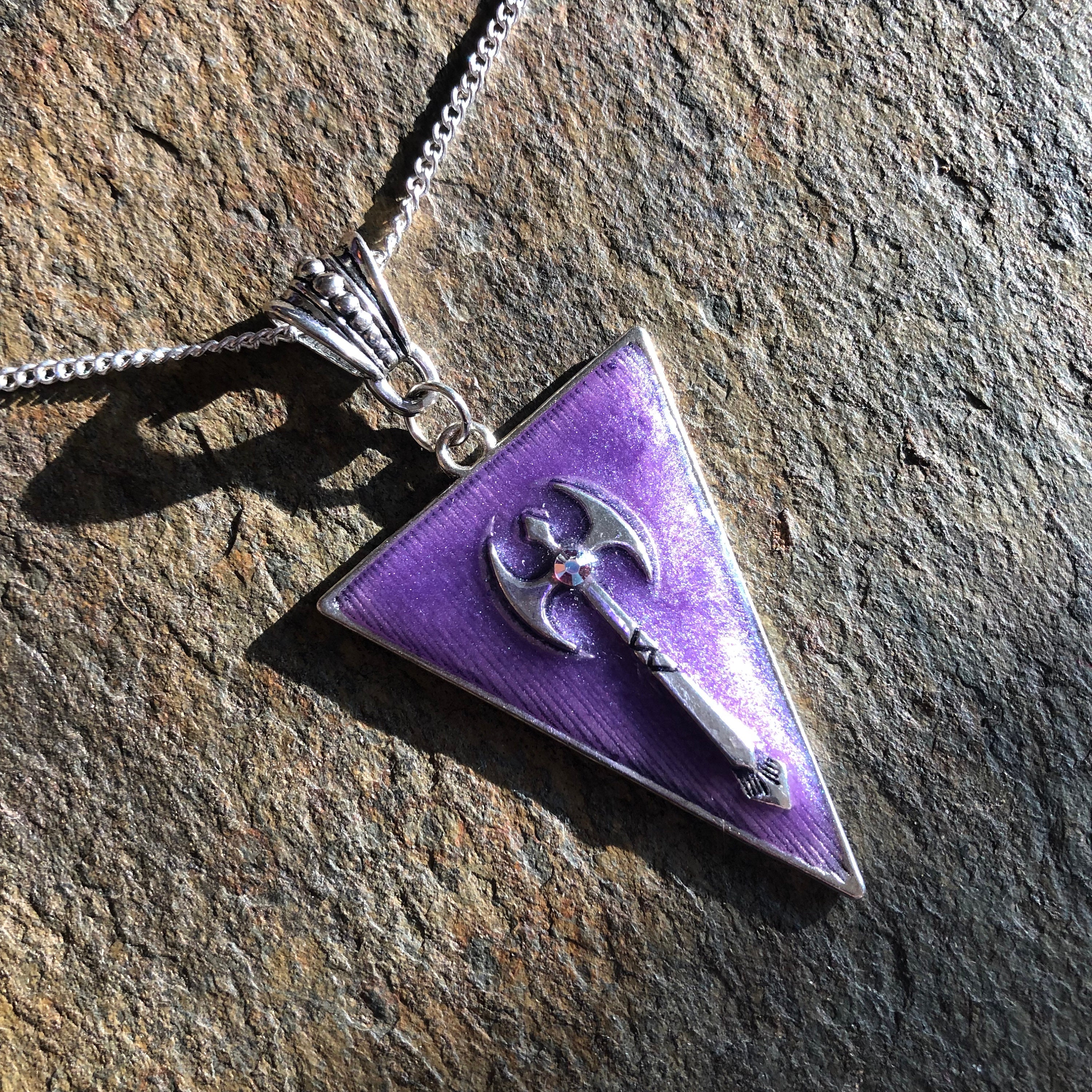 Crystal triangle store pendant necklace