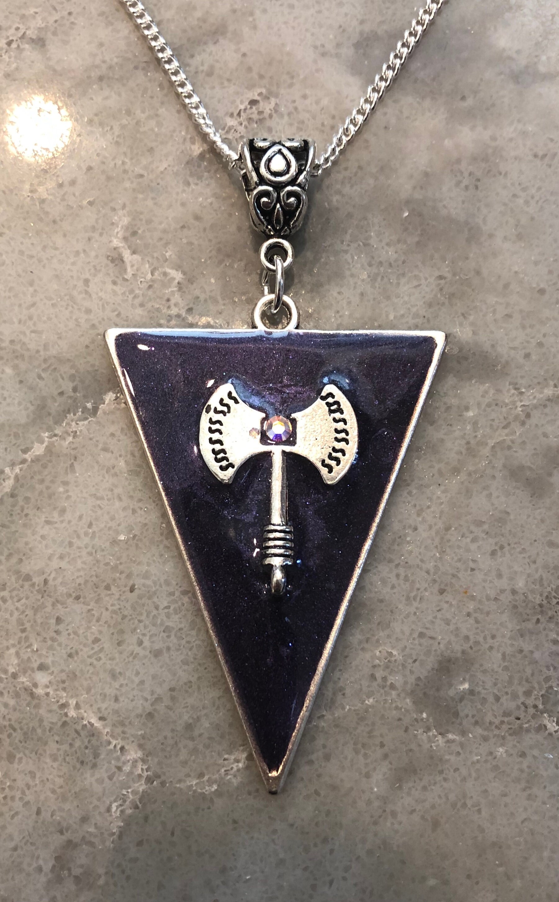 Large 2 1/2” Unique Framed In Purple Labrys Charm In Triangle With ...