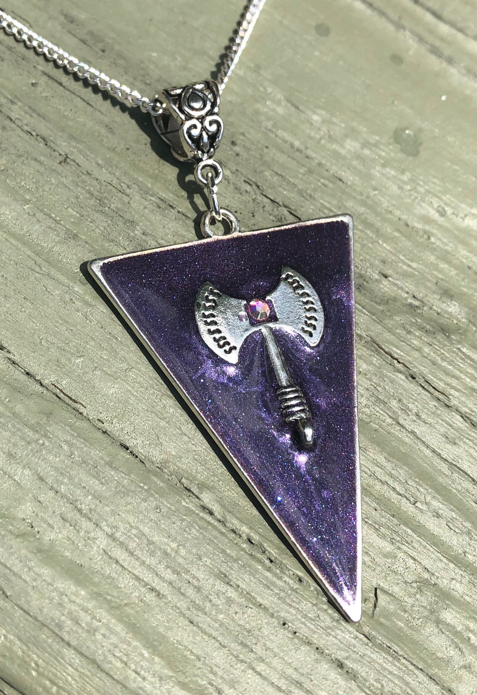 Large 2 1/2” Unique Framed In Purple Labrys Charm In Triangle With ...