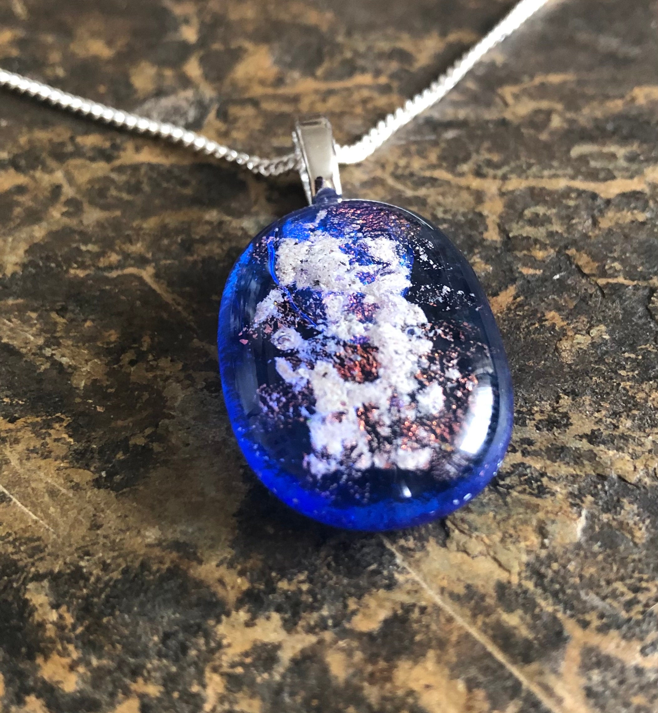Loved Ones Custom Made Translucent Electric Blue Fused Glass Cremation