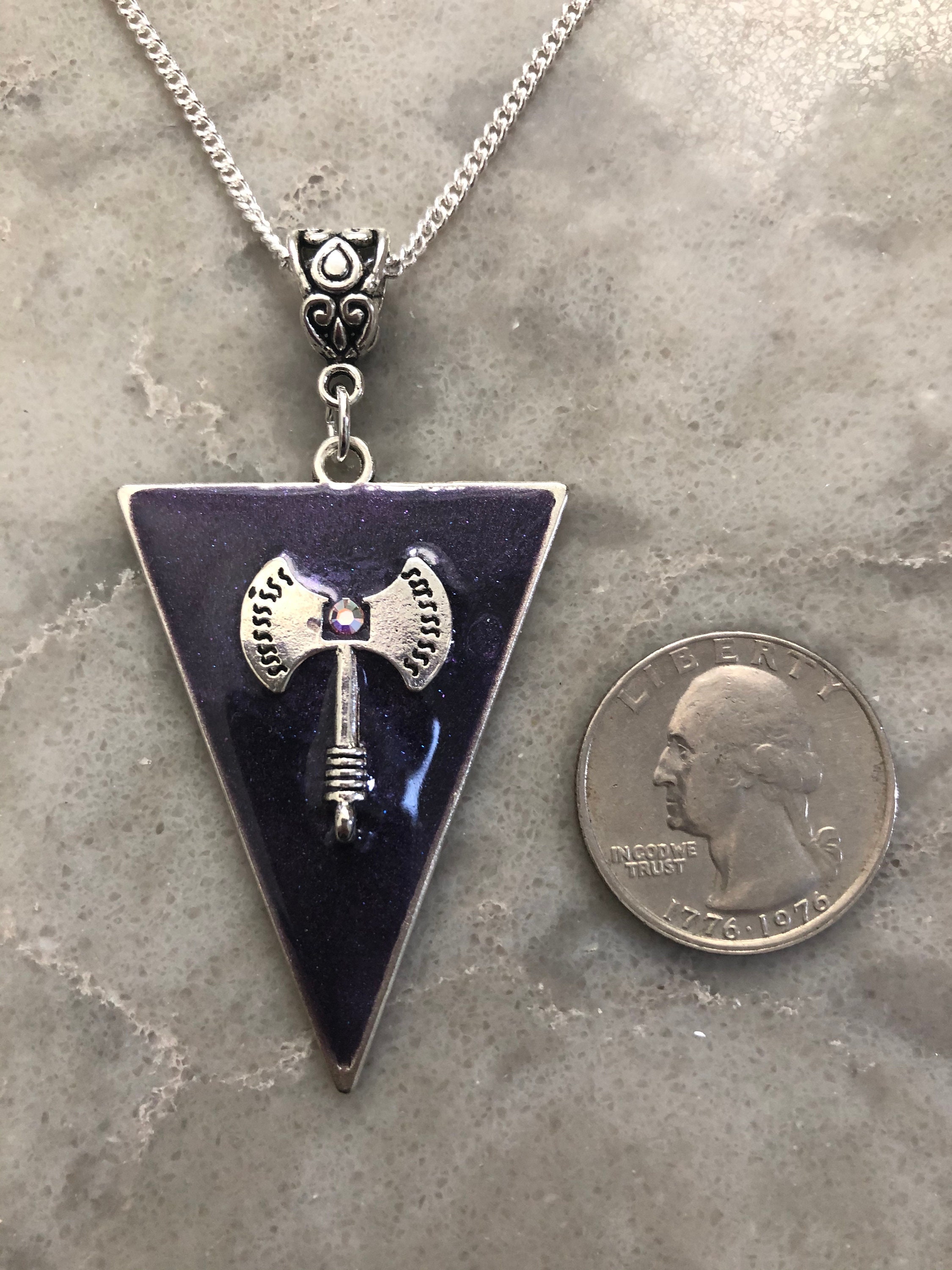 Large 2 1/2” Unique Framed In Purple Labrys Charm In Triangle With ...
