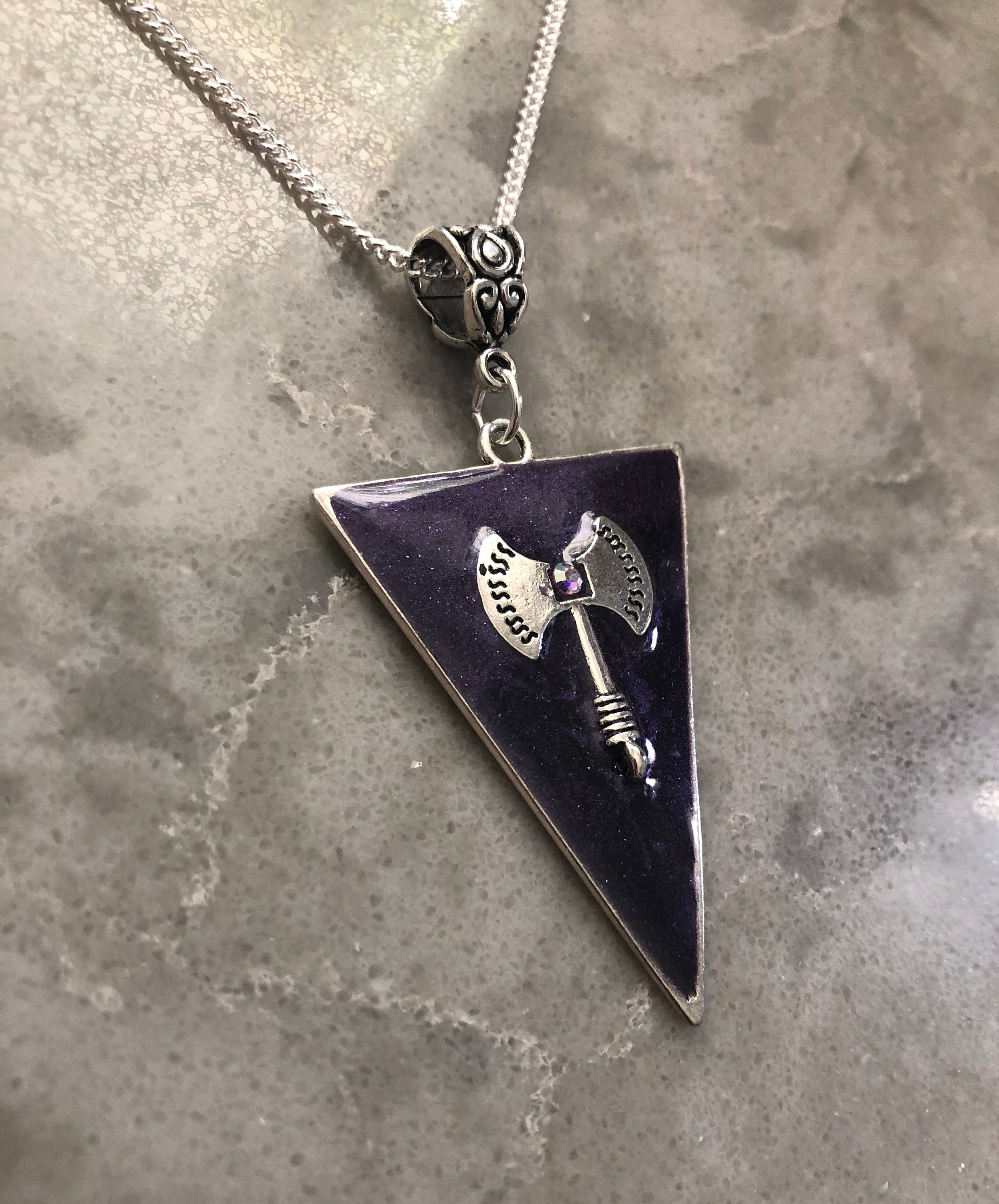 Large 2 1/2” Unique Framed In Purple Labrys Charm In Triangle With ...