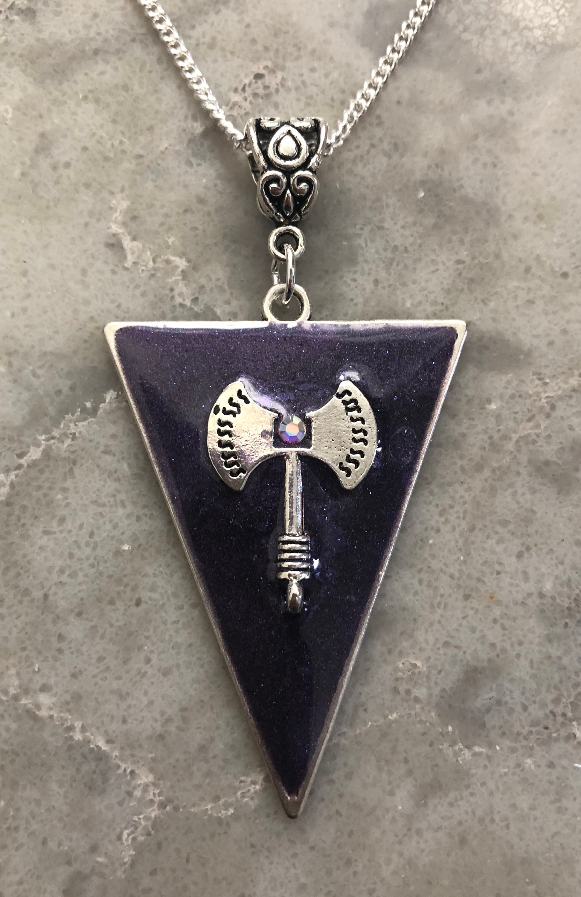 Large 2 1/2” Unique Framed In Purple Labrys Charm In Triangle With ...