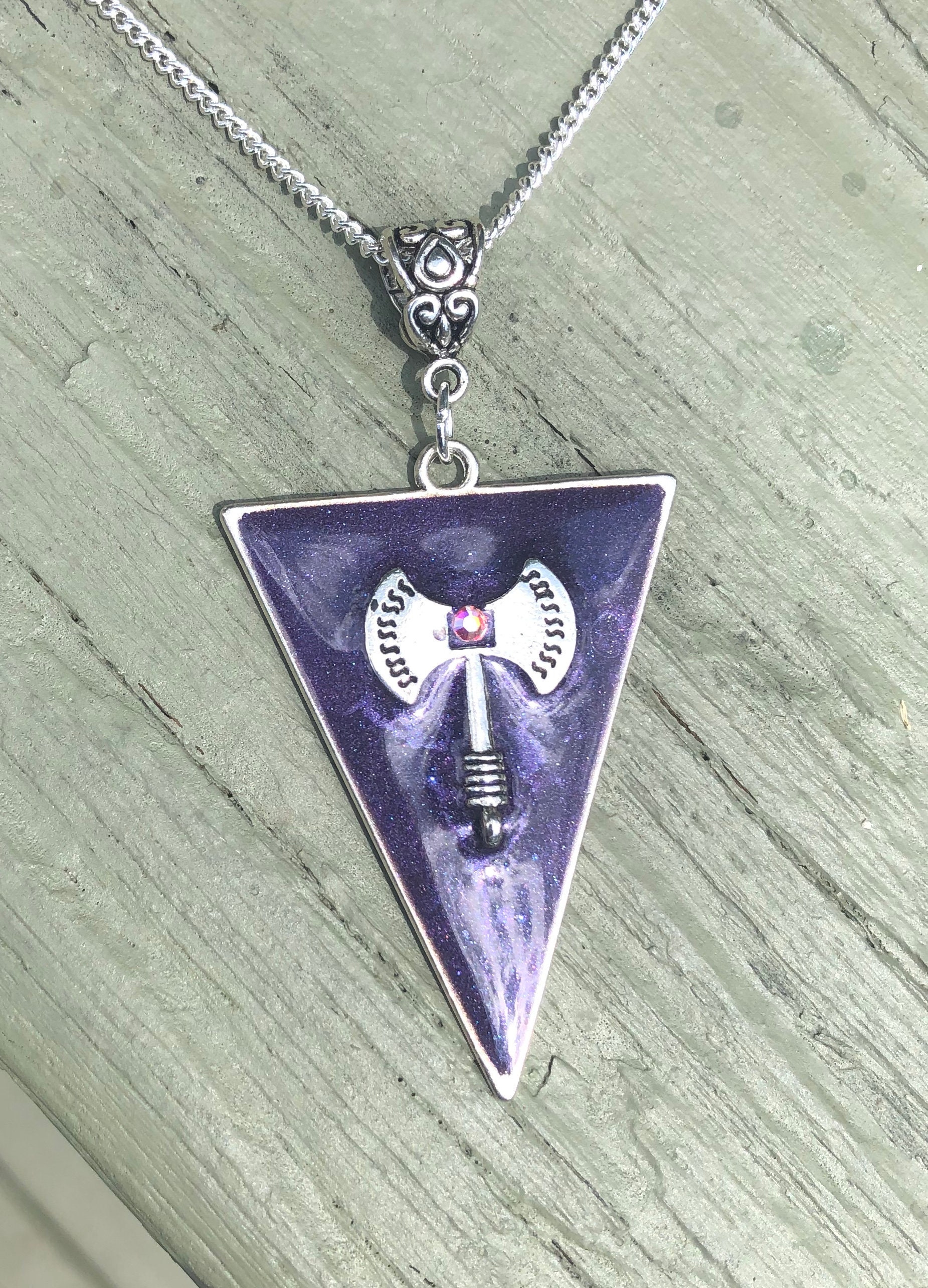 Large 2 1/2” Unique Framed In Purple Labrys Charm In Triangle With ...