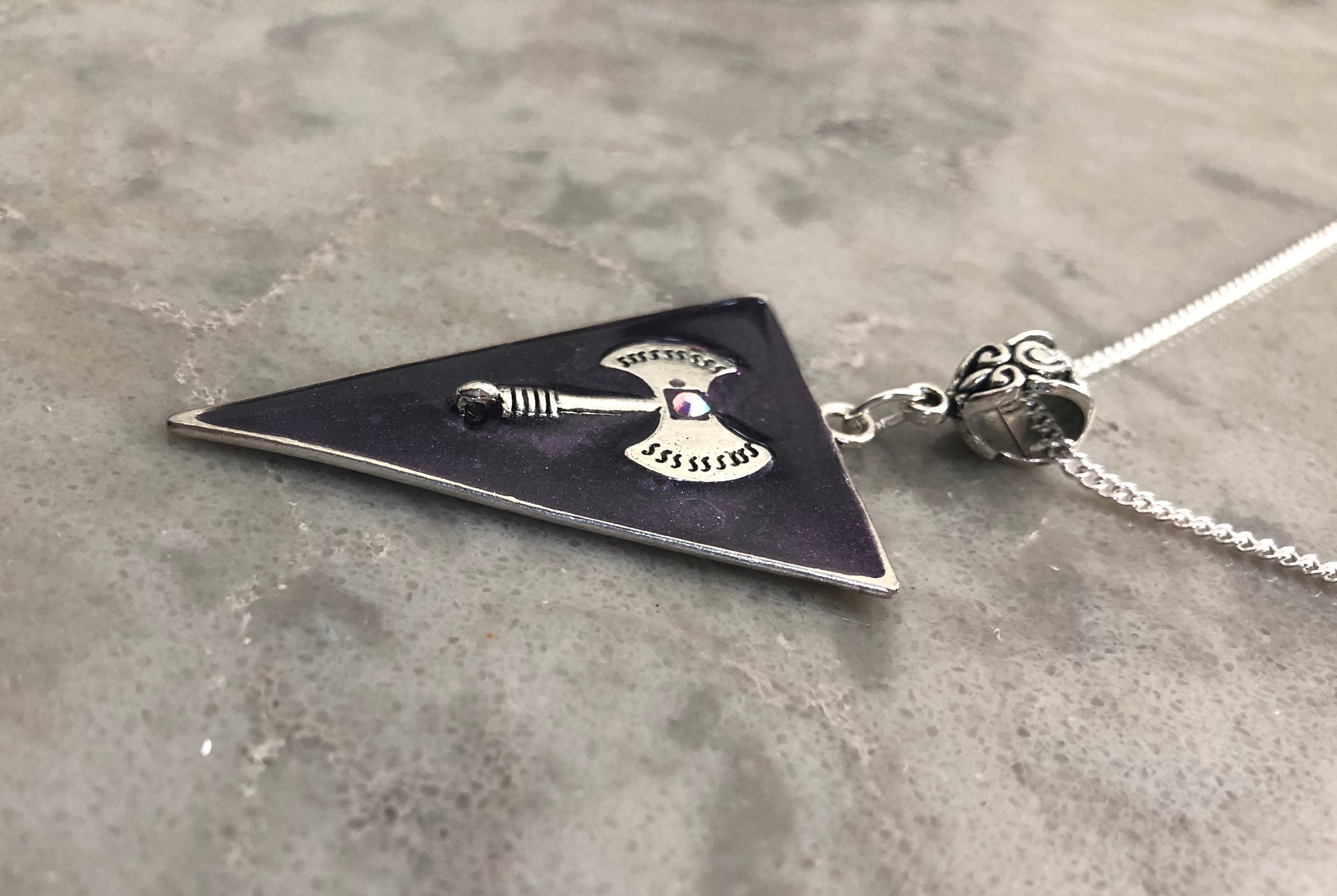 Large 2 1/2” Unique Framed In Purple Labrys Charm In Triangle With ...