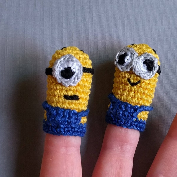 Set Minions Finger Puppet, Amigurumi Finger Puppets, Minions Crochet Finger Puppets, Crochet Toys