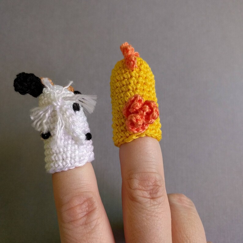 Set of 4 Farm Animal Finger Puppets Set Farm Animal Crochet Etsy